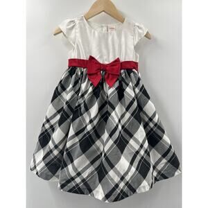 Gymboree Toddler Girl’s Cap Sleeve Empire Waist Black & Ivory Plaid Dress 4T
